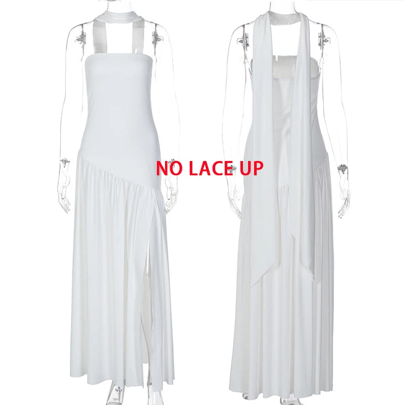 Giyu Sexy Evening Party Dresses Women 2025 Autumn Summer Maxi Long Dress Elegant Strapless Split Backless Pleated Dress