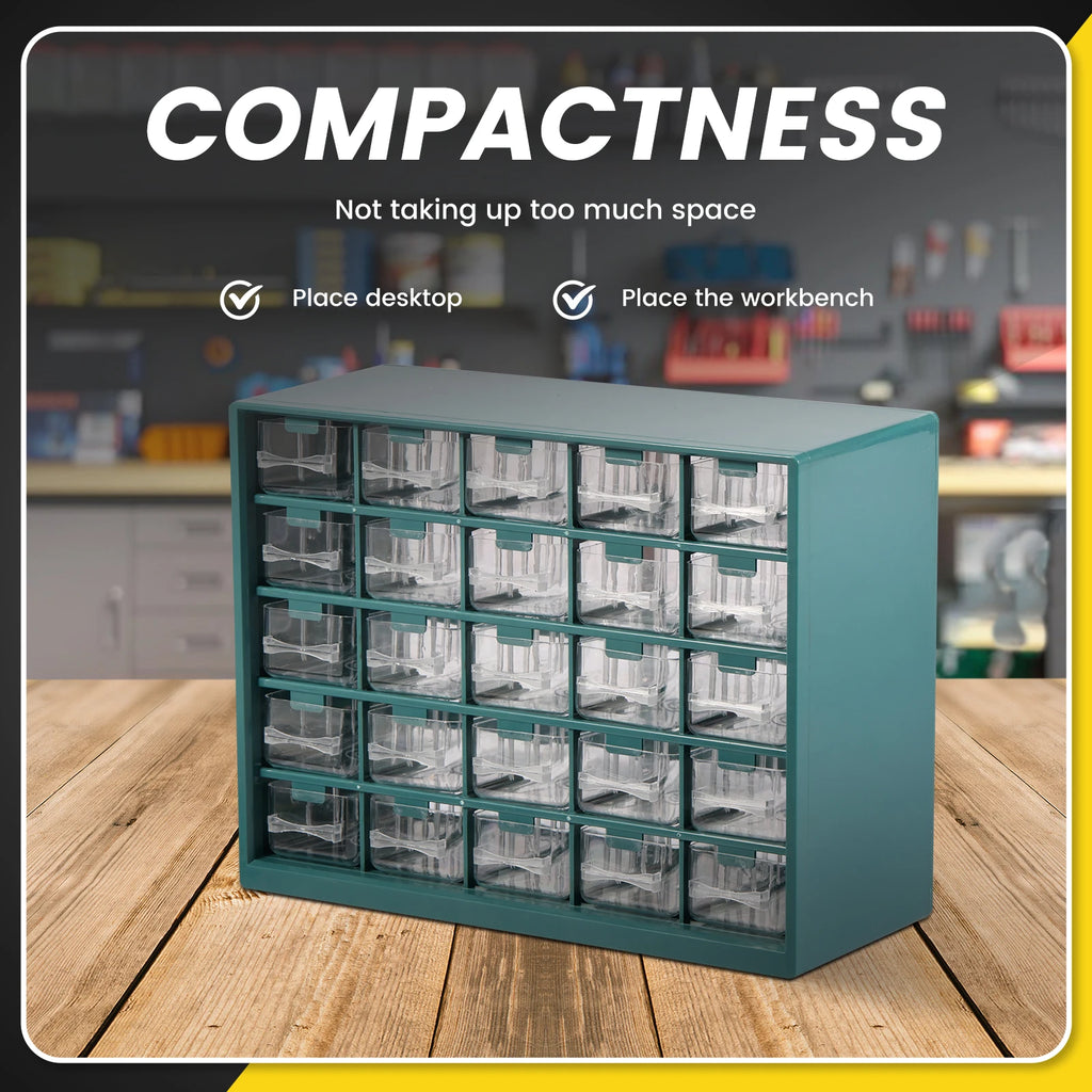 25 Drawer Plastic Drawer Storage Cabinet Storage Hardware and Craft Cabinet with 50 Removable Dividers for Bead Lego Storage