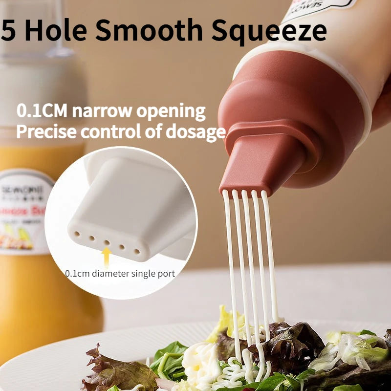 Porous Squeeze Sauce Bottle 350ML Tomato Honey Salad Dressing Container Kitchen Condiment Dispenser for Ketchup BBQ Sauces Oil