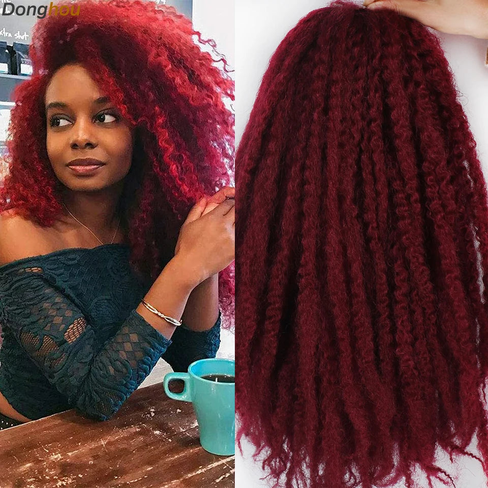 DONGHOU Marley Twist Braiding Hair — 18" Synthetic Afro Twist for Faux Locs & Crochet (1–6 Packs)