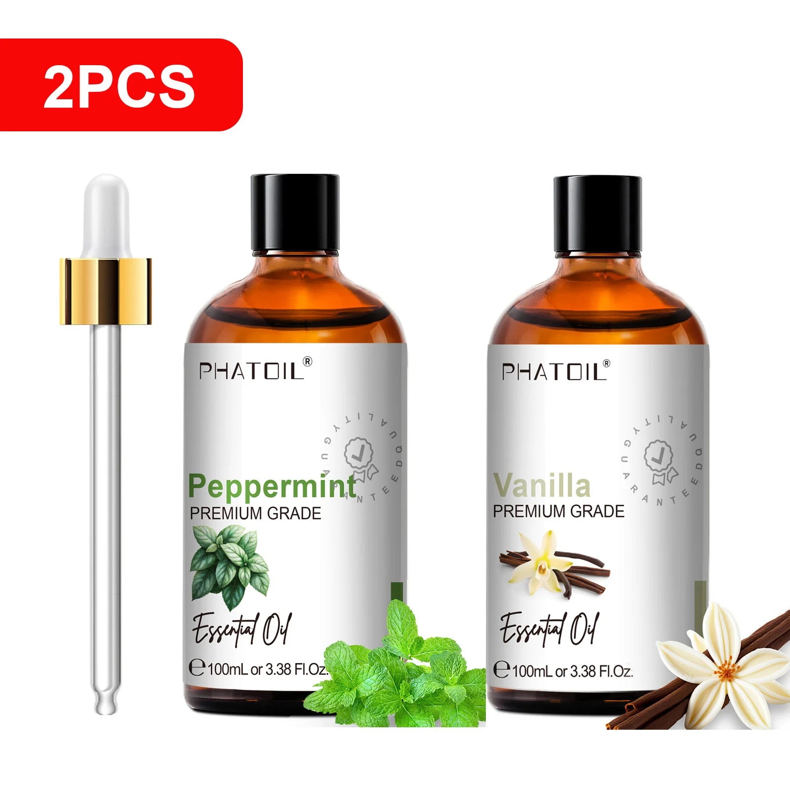 PHATOIL 100ml Pure Essential Oil For Skin Eucalyptus Peppermint Vanilla Tea tree Ylang Ylang Bergamot Aromatherapy Essential Oil