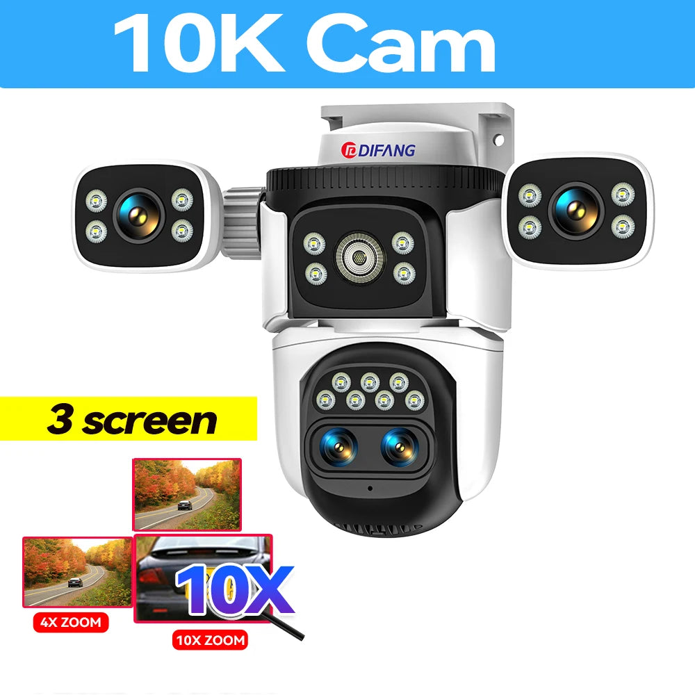 10K 20MP External IP Camera WiFi Surveillance Outdoor Four Lens PTZ 10X Optical Zoom CCTV Security Protection New