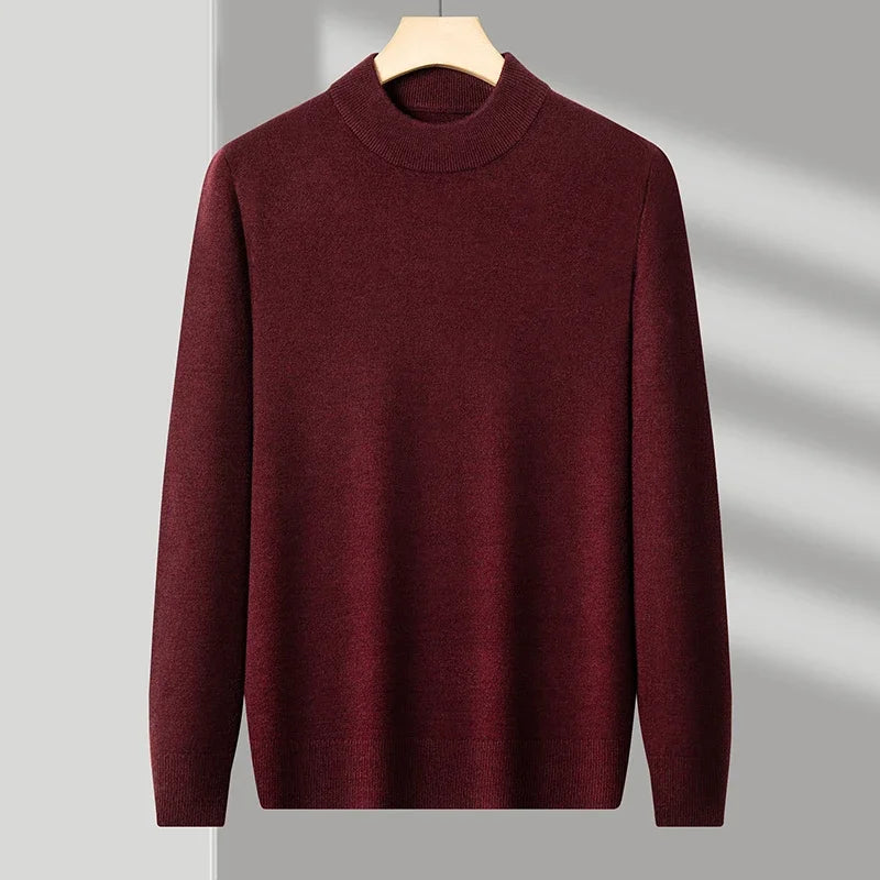 Half Turtleneck Knitwear Sweater New Autumn/Winter Mock Neck Sweatshirts Solid Color Pullovers Man Brand Casual Mens Clothing