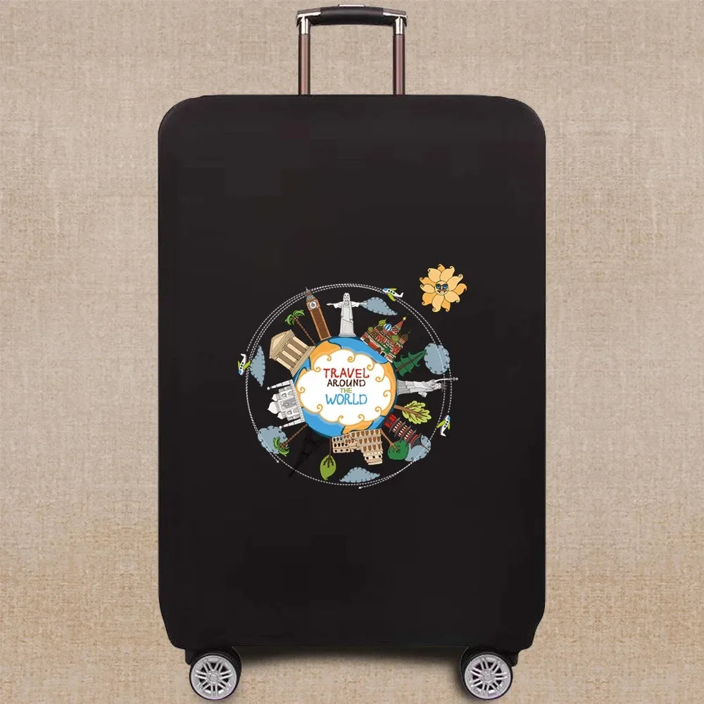 Travel Elastic Protective Cover Luggage Case Travel Global Pattern Series Luggage Cover 18-32inch Travel Accessories