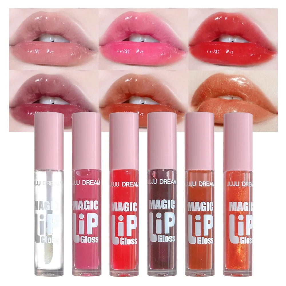 6 pcs Sparkling Lip Gloss Set Non-Stick Non-Fading Moisturizing Shiny Gift for Women