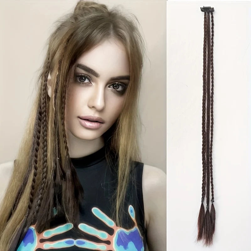 Synthetic Wig Braids Boxing Braid Dreadlocks Clip In Hair Extension Black Blonde Dirty Braids Boxer Braid Hairpieces For Women