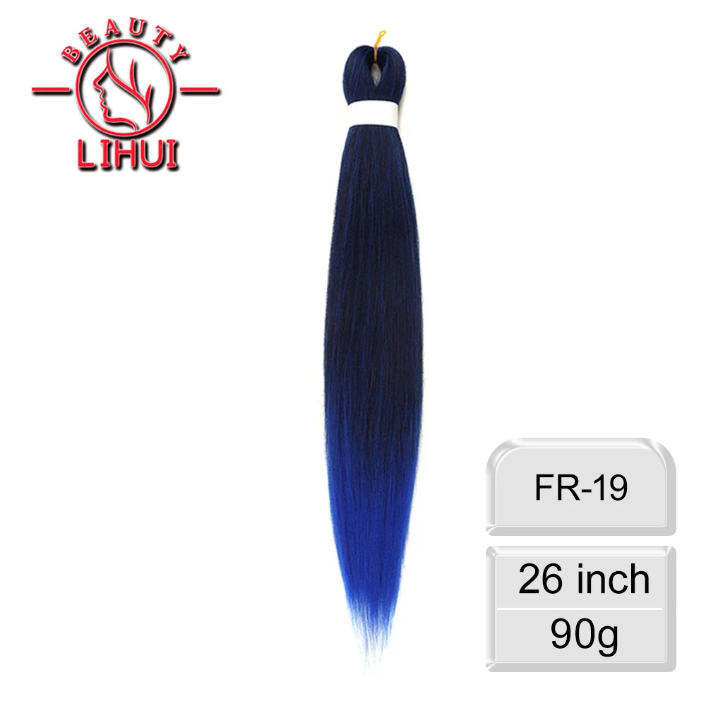 LIHUI Pre-Stretched Jumbo Braids — 26" 90 g Synthetic (Red/Pink, Frosted Colors)