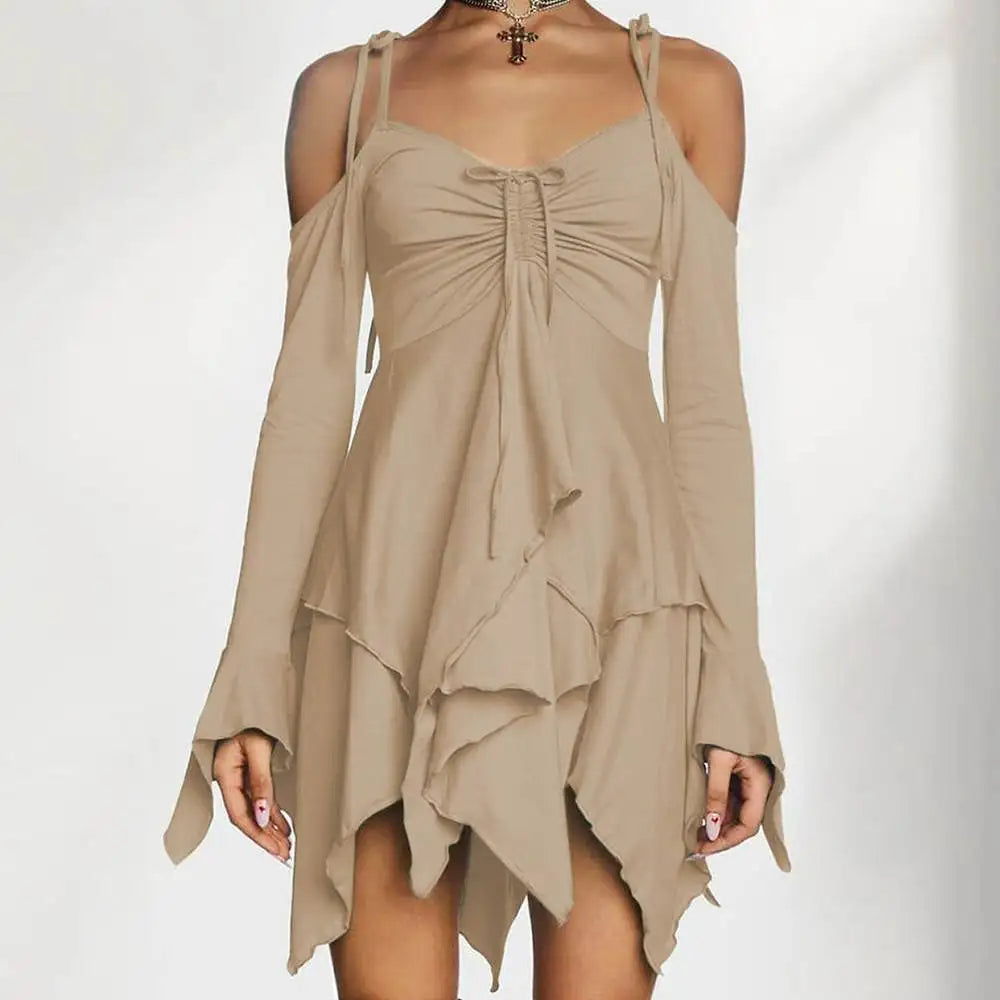 Sexy Asymmetrical Sling Dr Performance Costume loween Irregular Strapl Gown Women's Faion Autumn 2024