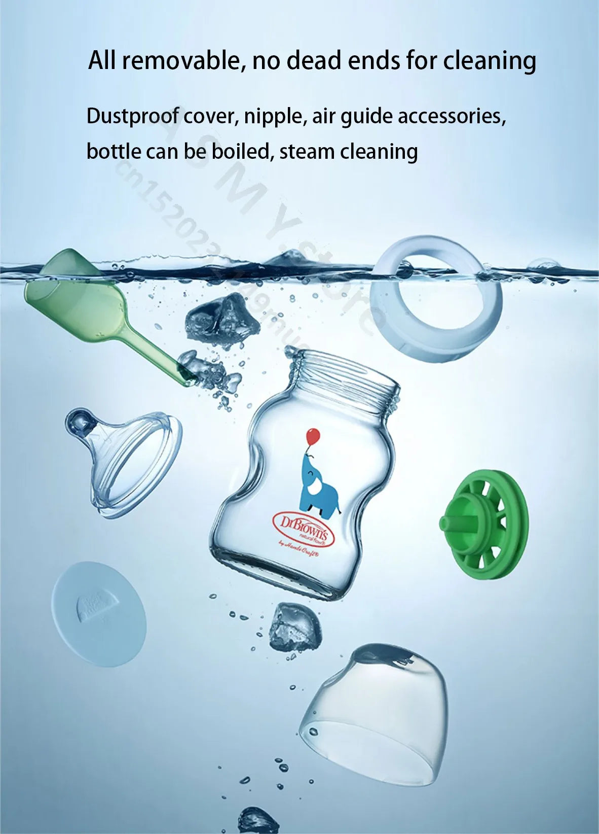 Dr. Brown's  Newborn baby glass bottle, wide caliber, anti-flatulence, gas-liquid separation 150ML/ 270ML