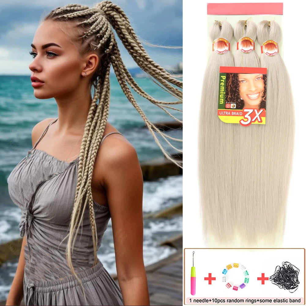 Braiding Hair Pre Stretched 26 Inch 3 Packs Yaki Braiding Hair For Braids Hot Water Setting Synthetic Crochet Hair Extensions