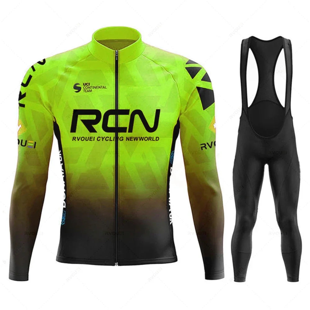 New 2025 Rcn Autumn Cycling Jersey Bib Pants Set Ropa Ciclismo Bicycle MTB Clothing Road Bike Suit Men Long Sleeve Bicicleta Set