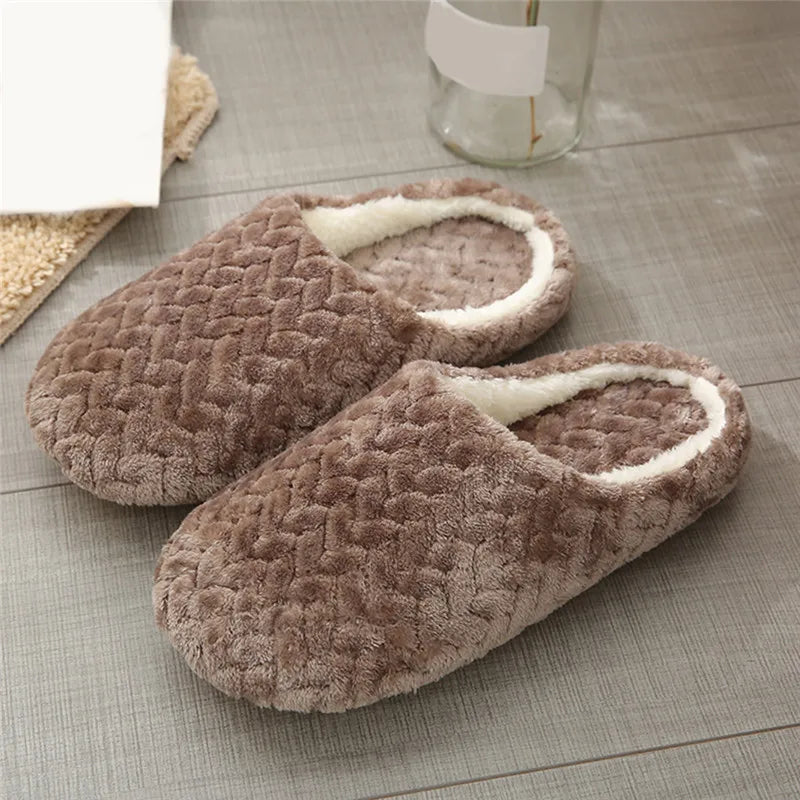 Women Winter Home Fur Slippers Cartoon Cat Non-Slip Soft Warm House Indoor Bedroom Men Couples Boys Girl Memory Foam Floor Shoes
