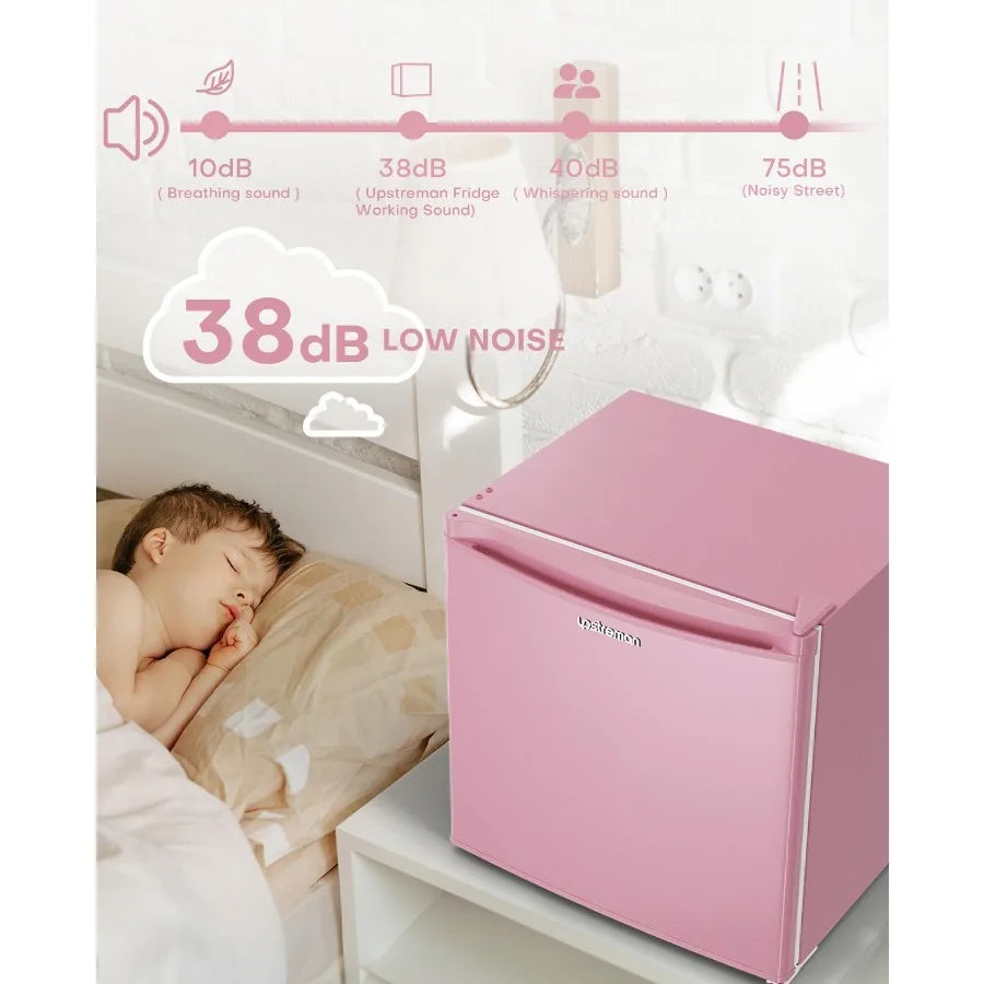 1.7 Cu.ft Mini Fridge with Freezer for Dorm Office Bedroom Adjustable Thermostat Energy Saving Low Noise Compact Single Door Re