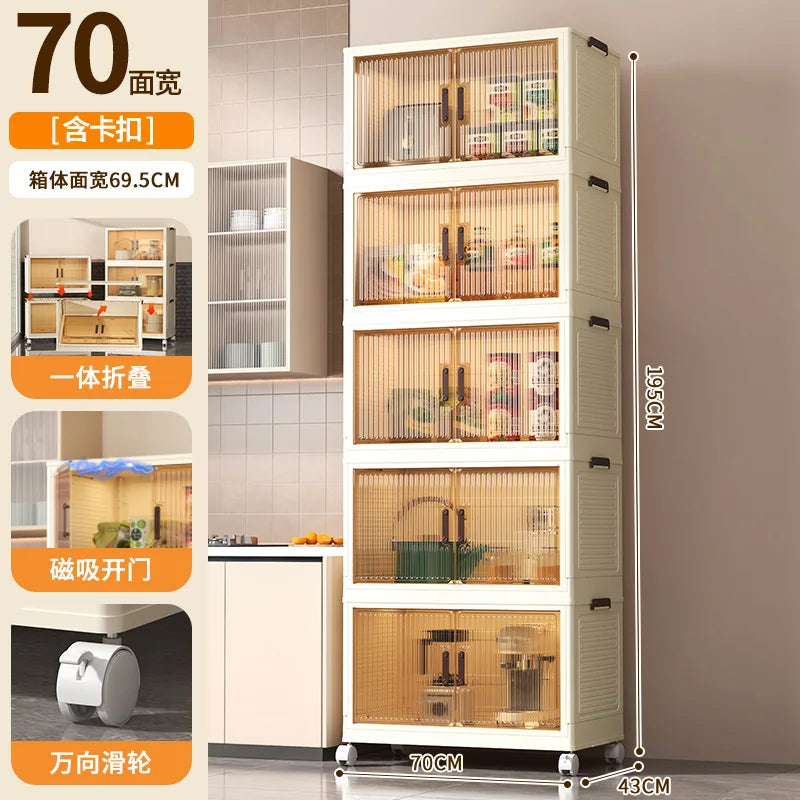 Large Volume Multifunction Folding Living Room Cabinet Closet Organizer With Wheel Stackable Sundries Large Capacity Storage Box