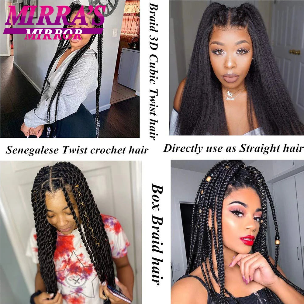 Synthetic Pre Stretched Braiding Hair Easy To Make Senegalese Box Braid Natural Soft Hair Bundles Blue Red Yellow Pink Braids