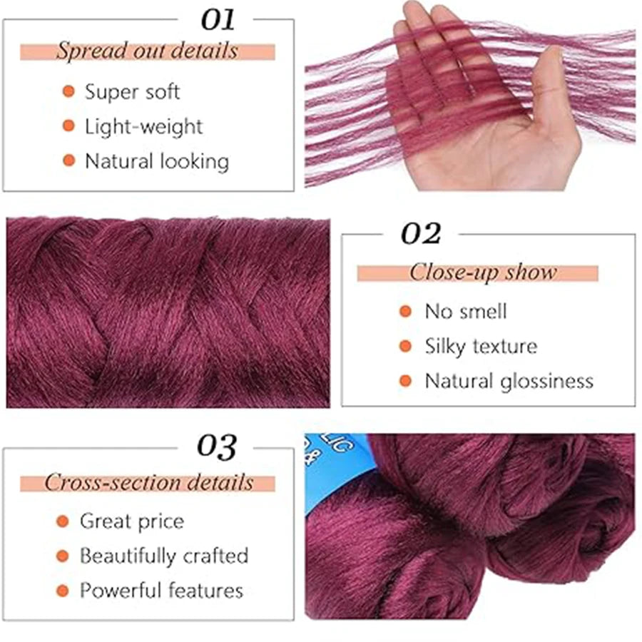 4 Pcs Brazilian Wool Synthetic Hair for Braids Acrylic Hand Knitting Yarn for Braiding Hair  Crochet Hair Extension