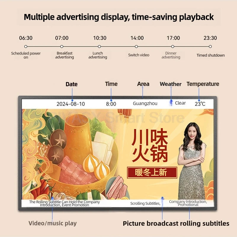 21.5/32 Inch LCD Advertising TV Android Touch All-in-one Machine Intelligwall Mounted Ent Advertising Display Screen for Store