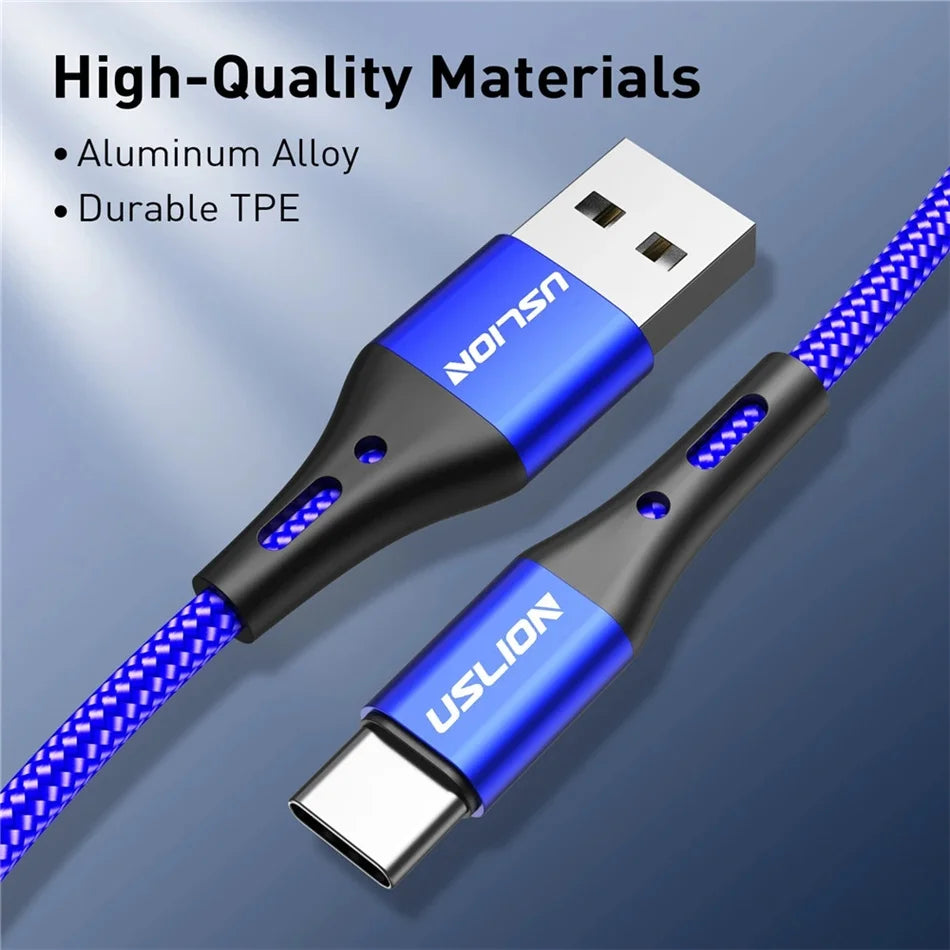 USLION 5A USB Type C Data Cable For Samsung S10 S20 Xiaomi Mi 11 Type C Cable USB C Charger Fast Charging Mobile Phone Chargers
