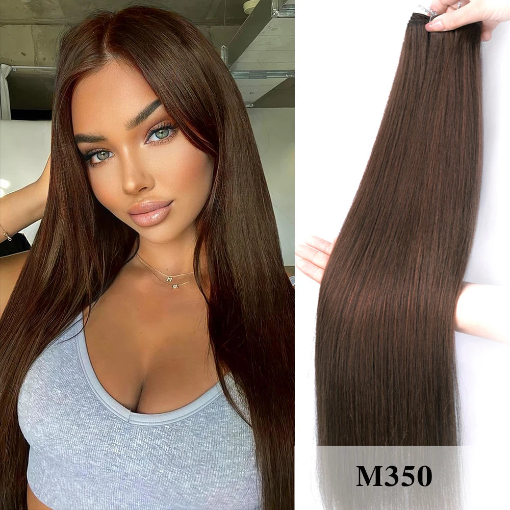 Bone Straight Synthetic Hair Bundle 26Inch Super Long Natural Hair Extensions For Black Women Yaki Straight Hair Weaving Fake