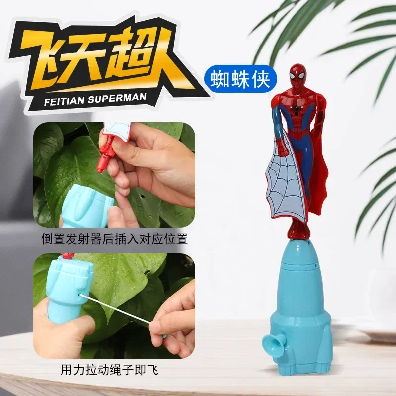 Anime Spiderman Bamboo Dragonfly Flying Toy Iron Man Captain Rotating String Flying Toys Outdoor Toy for Boys Children Gift 2026