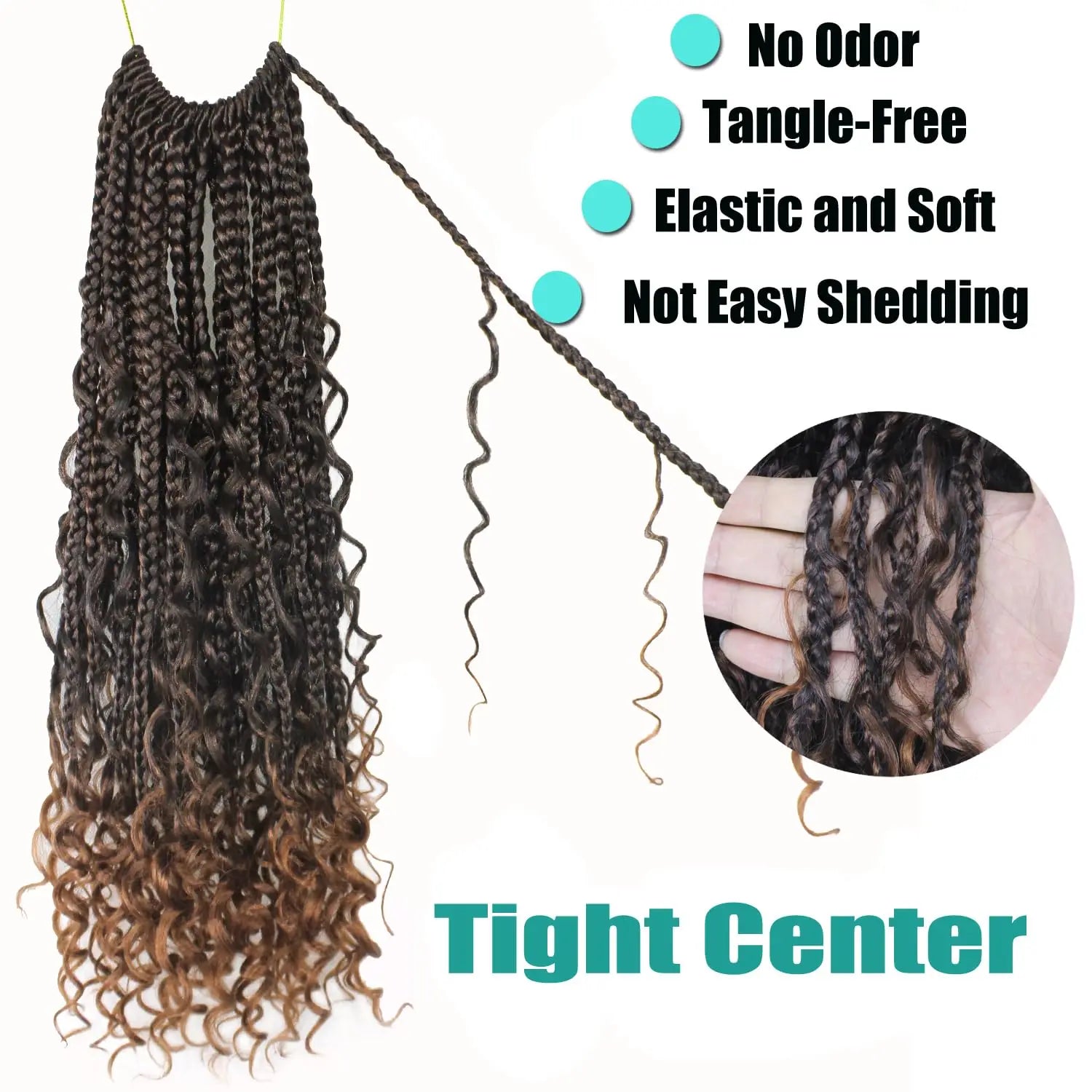 1/7 Packs Goddess Box Braids 10-24Inch Pre-looped Boho Box Braids With Curly Ends 3X Crochet Braids Hair Synthetic Braiding Hair