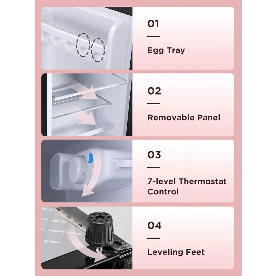 3.5 Cu.Ft Compact Mini Fridge with Freezer and 2 Doors for Office Kitchen Dorm and Bedroom Use Small Refrigerator with 7-Level