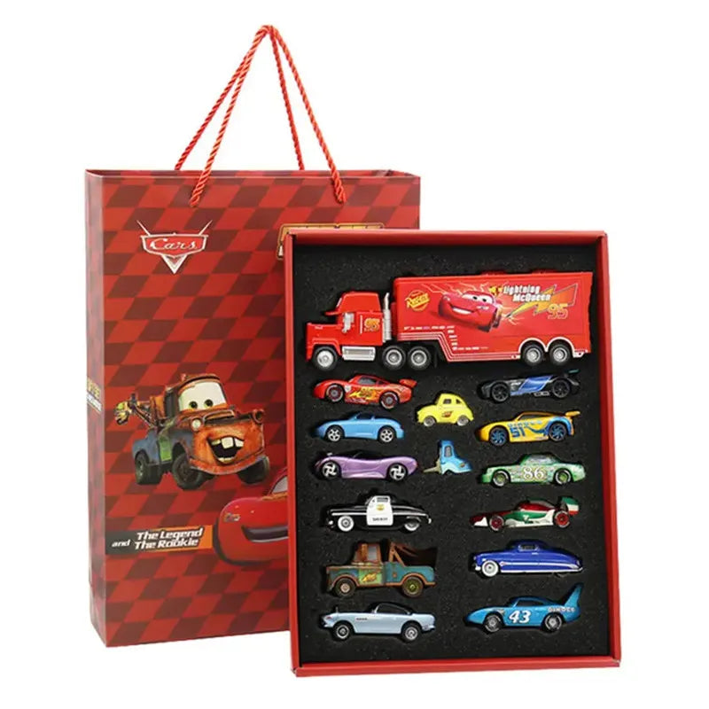 8/13/15Pcs Disney Pixar Cars Gift Box Metal Diecast lightning McQueen Car Model Toy Jackson Uncle Truck Boy Birthday Toys