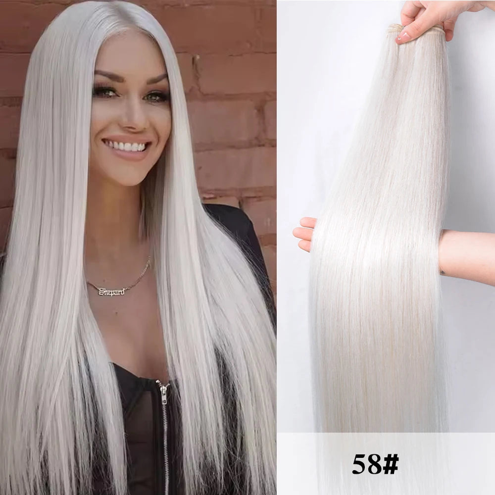 Bone Straight Hair Bundles Salon Smooth Hair Extensions High Temperature Super Long Synthetic Yaki Straight Hair Weaving