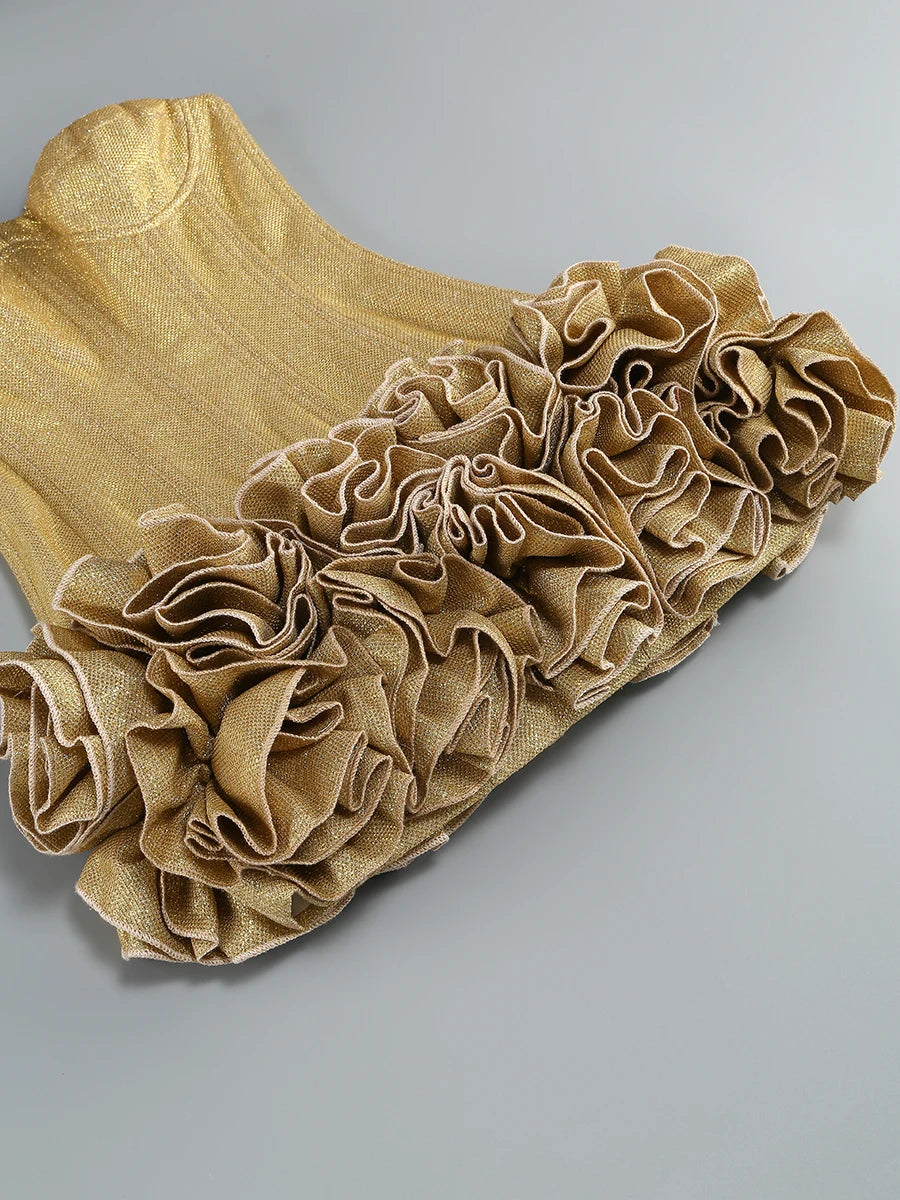 VC Christmas Dress Strapless Backless Red Structured Floral Embellished Mini Length Bodycon Celebrity Party Cocktail Dress