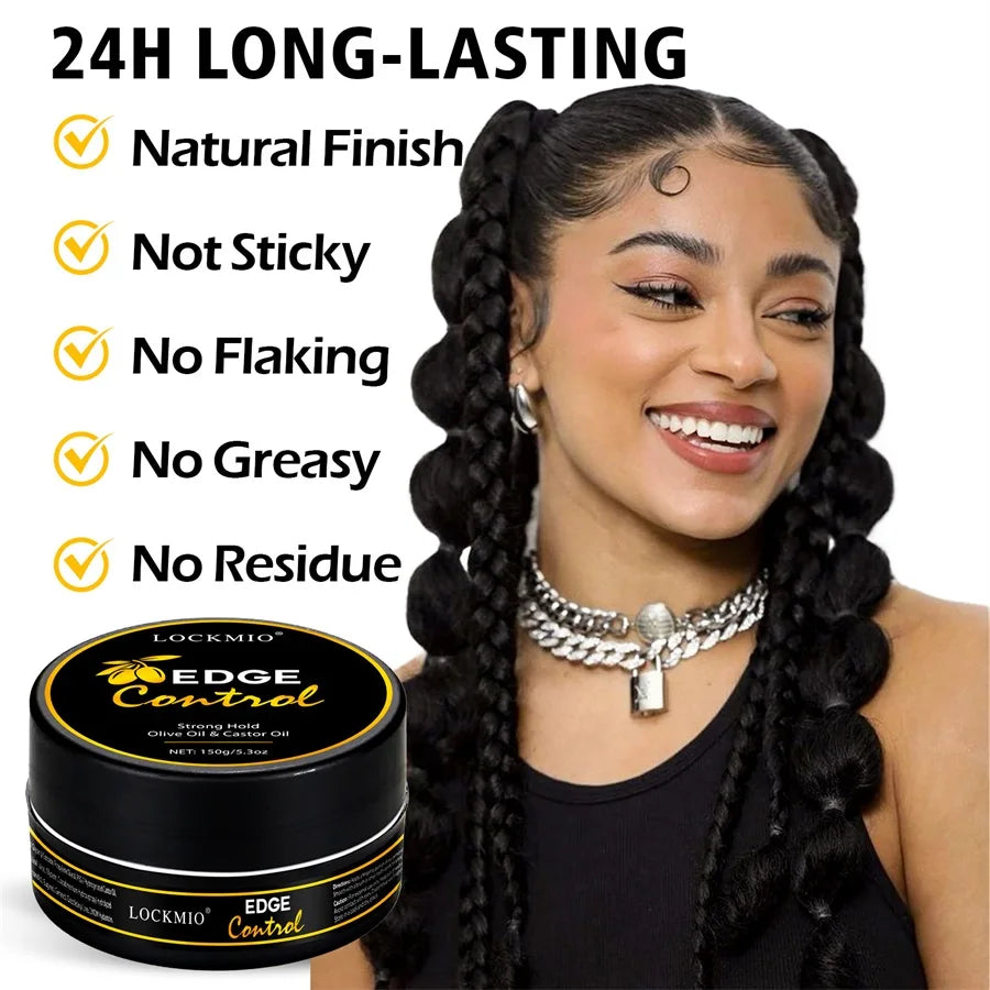 Edge Control Gel Pomade – Anti-Frizz Baby Hair & Bangs Styling Wax (150g)