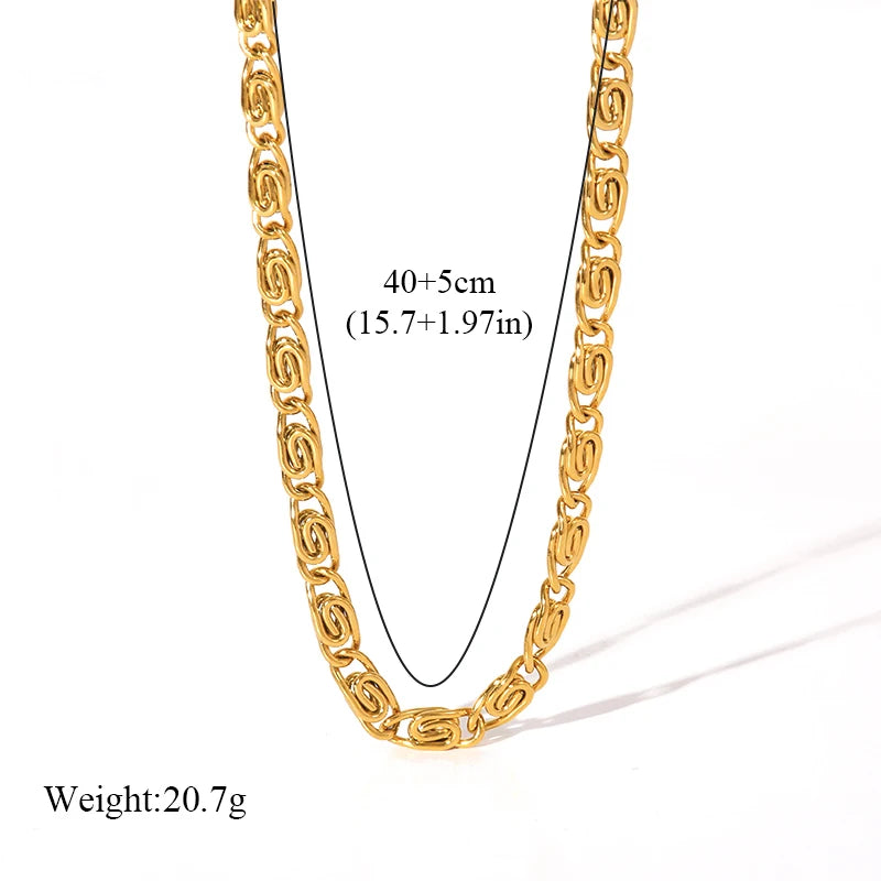 316L Gold Stainless Steel Chain Necklace | Trendy Punk Waterproof Jewelry for Women