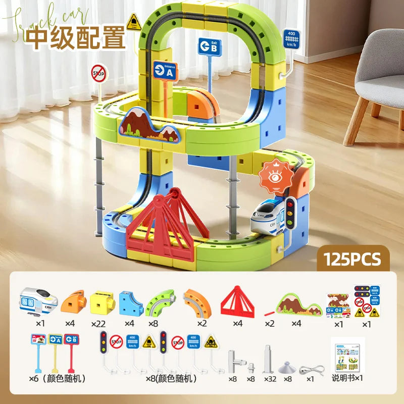 Montessori Toy 2025 Latest Educational Toys Assembly Magic Track Train Set Children'S Toys Non-Remote Control Rail Car Gift Box