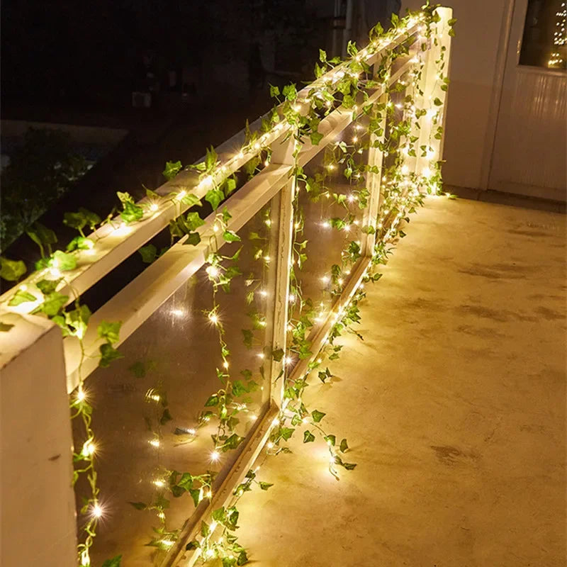 Green Leaf Fairy Vine String Lights (Battery Powered, LED)