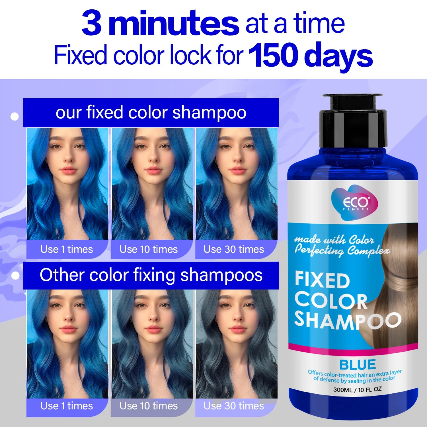 300ml Blue Color Locking Shampoo for Holiday And Role-playing Suitable for Intense Color Care Hair Cleansing Product