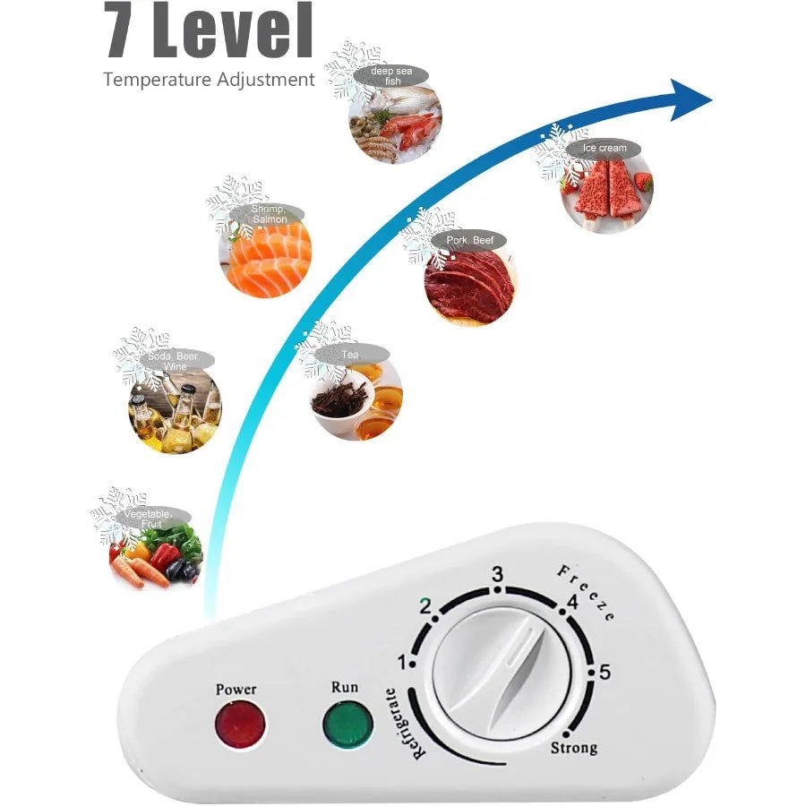 7.0 Cu.Ft Chest Freezer with 7-Gear Temperature Control Ranging from -4F to 6.8F Deep Compact Design Featuring Two Removable Ba