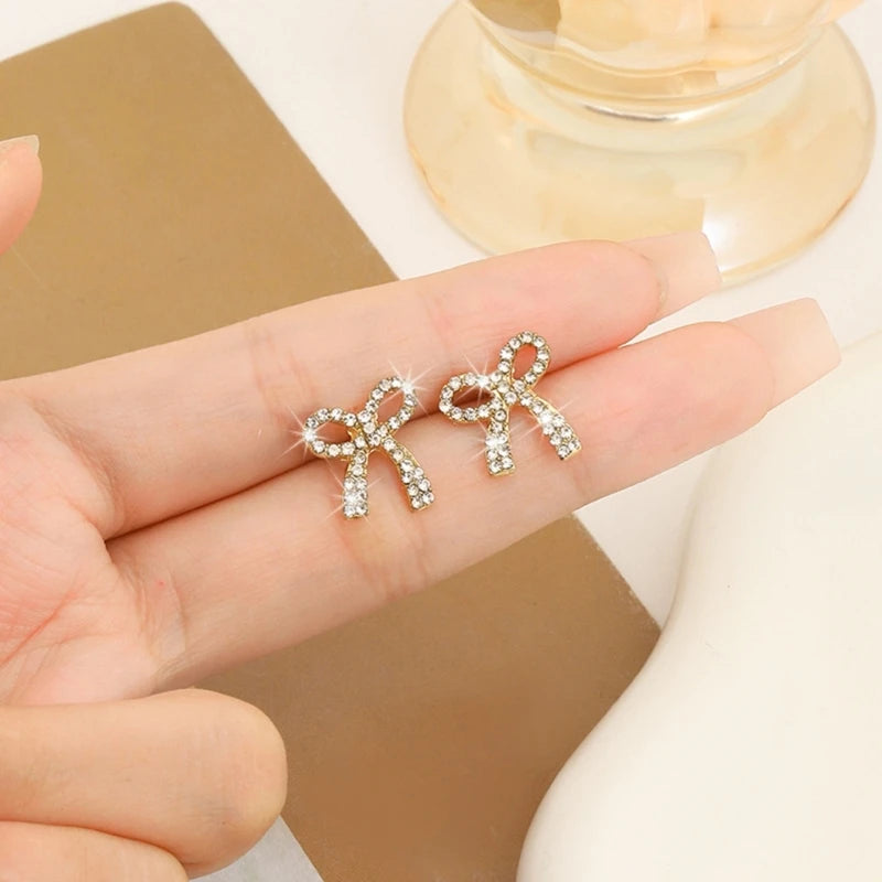 Light Luxury Bowknot Drop Earrings | Elegant Long Bow Studs for Women