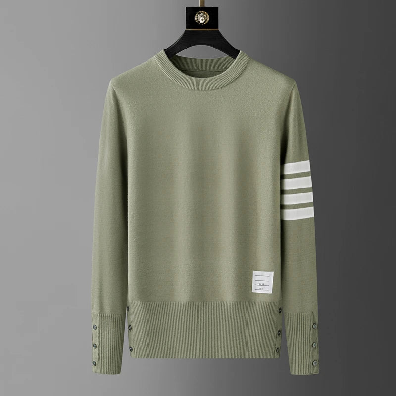 High end luxury brand sweater men personality trend ribbon striped round neck Knitwear autumn and winter Korean casual pullover
