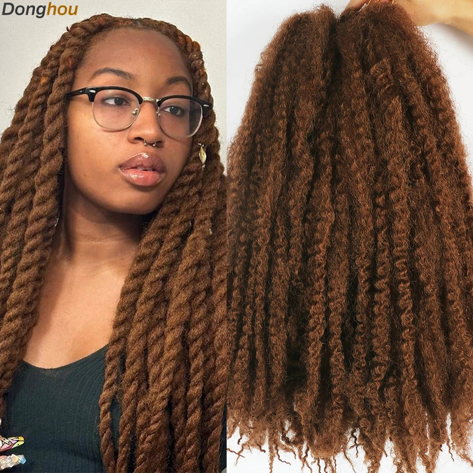 DONGHOU Marley Twist Braiding Hair — 18" Synthetic Afro Twist for Faux Locs & Crochet (1–6 Packs)