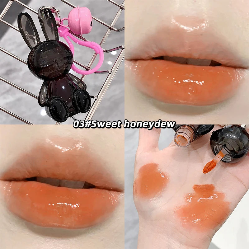 Gege Bear Pink Rabbit Velvet Matte Lip Cream Black Rabbit Water light lip glaze matte mirror pendant lipstick lip gloss
