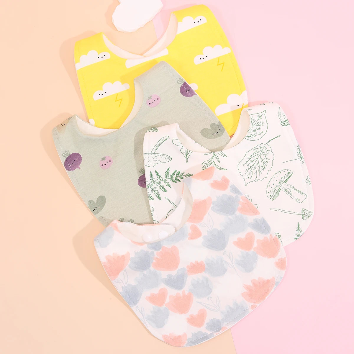 4pcs Cotton Soft Baby Adjustable Bibs Infant Bib Newborn Burp Cloths Bandana Scarf for Kids Boy Girls Feeding Saliva Towel