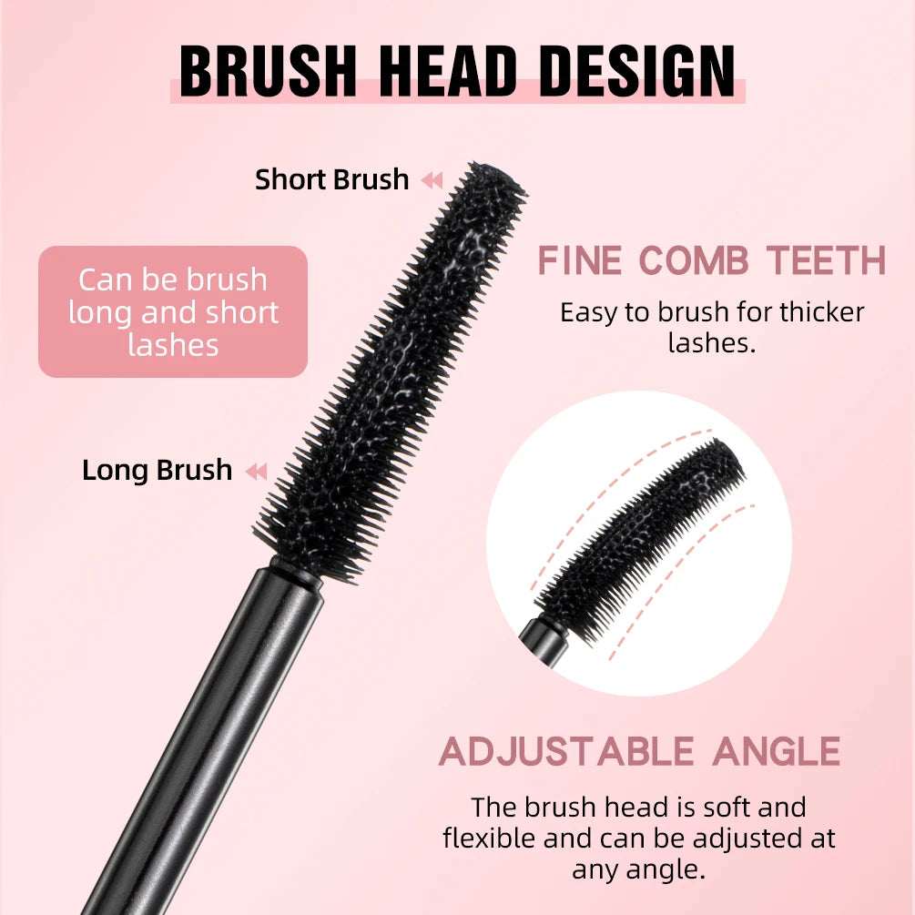 QiBest 4D Silk Fiber Waterproof Mascara – Lengthening & Curling Black