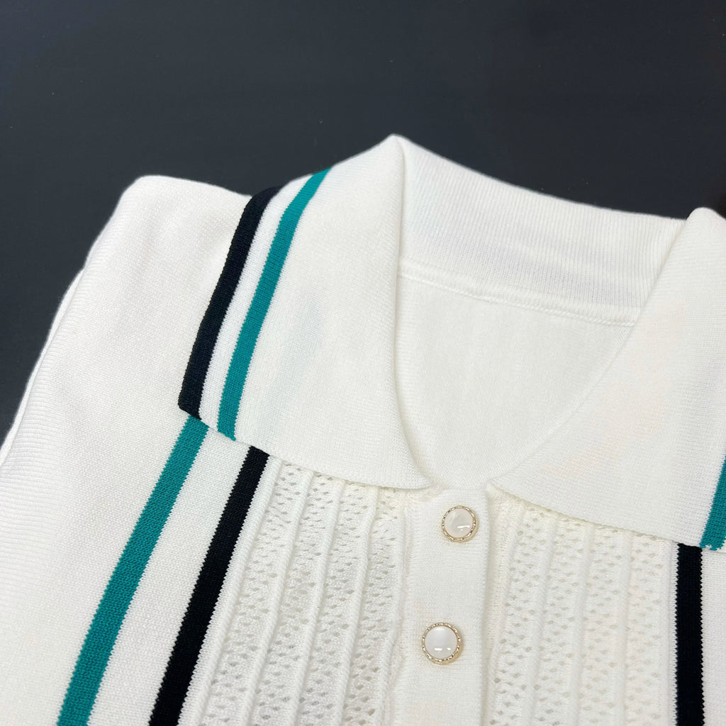 YuooMuoo Chic Fashion Sexy Package Hips Knitted Mini Dress 2026 Summer Vintage Turn-down Collar Ruffled Party Dress Streetrwear