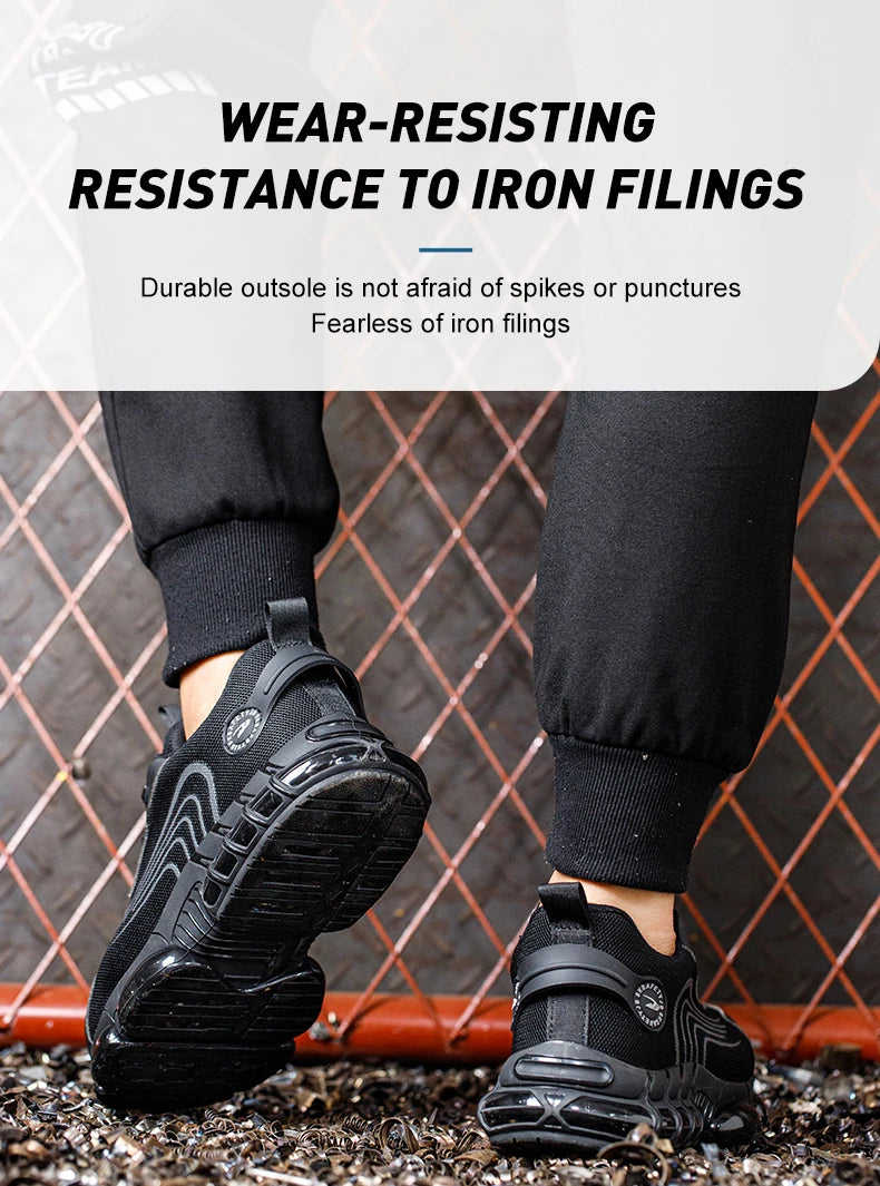 Rotary Buckle Work Safety Shoes For Men and Women Air Soft Sole Lightweight Protective Work Sneakers Men Breathable Boots
