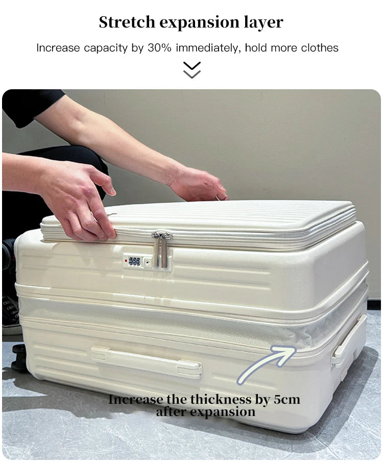 Expandable Hard-Side Trolley Luggage Set with Side Opening - Carry-On & Checked Suitcases, Anti-Shock & Password Lock