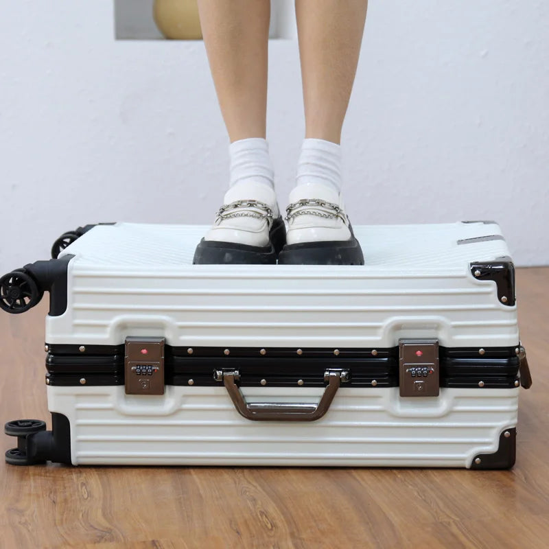 Luggage Suitcase Aluminum Frame 20 Trolley Case Universal Wheels 24 Female Male Students 26 Durable Password 28inch Leather Case