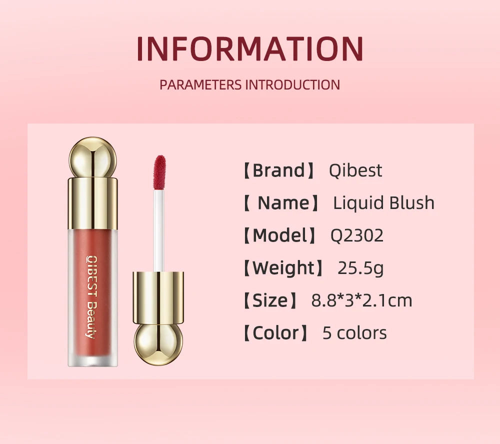 QIBEST Cushion-Applicator Liquid Blush (Waterproof, Soft-Matte)