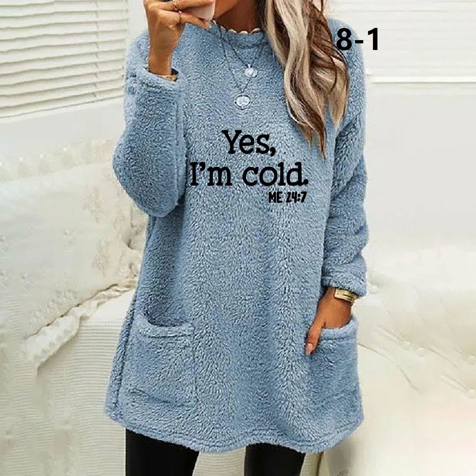 Plus-size European and American cross-border  autumn and winter new casual print pocket plush sweatshirt