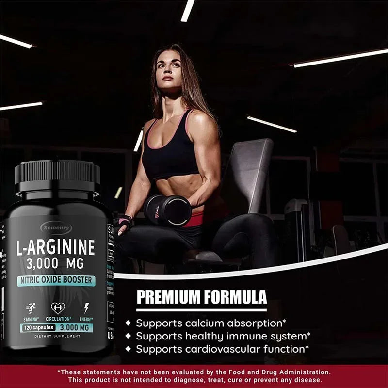 L-Arginine 3000mg - Men's Strength and Endurance Supplement,Support Reproductive Health - 120 Capsules