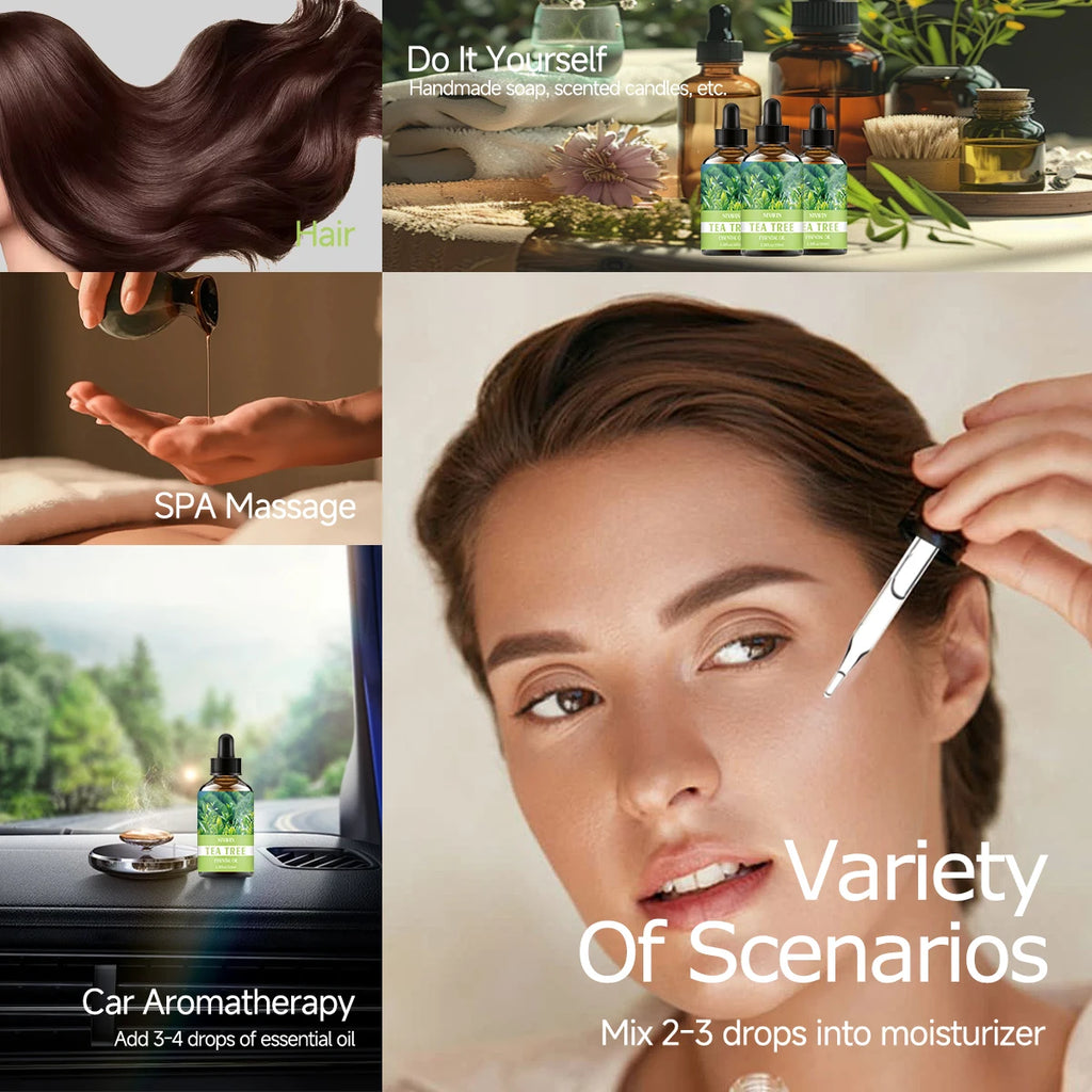 30ml/60ml/100ml tea tree essential oil is suitable for facial hydration, moisturizing, hair care, skin care, and perfume making