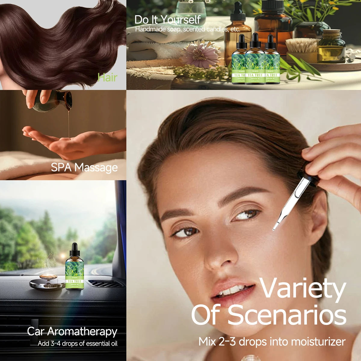 30ml/60ml/100ml tea tree essential oil is suitable for facial hydration, moisturizing, hair care, skin care, and perfume making